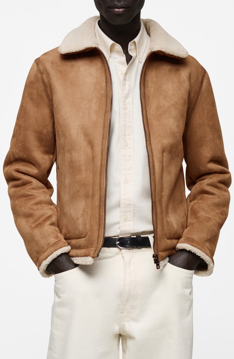 MANGO Faux Shearling Jacket, Main, color,