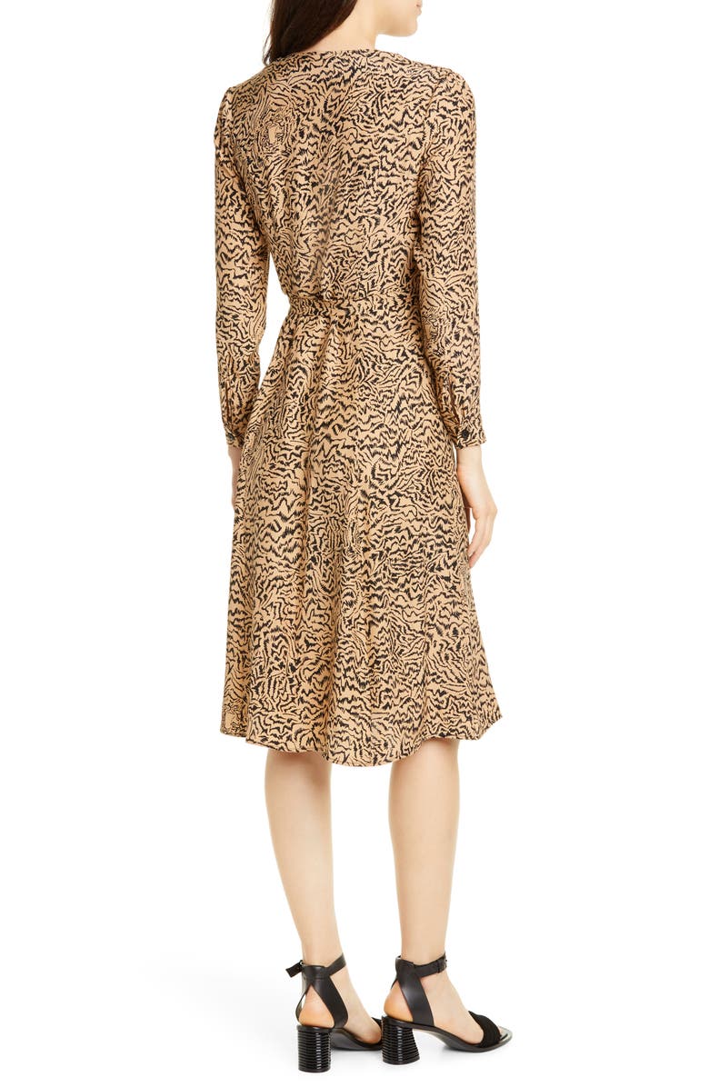HVN Lauren Print Long Sleeve Silk Shirtdress, Alternate, color, 