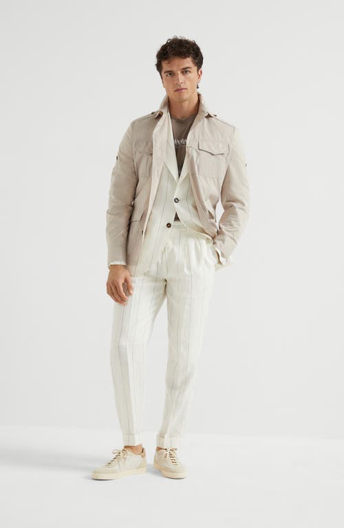 Brunello Cucinelli Tailored White Trousers With Concealed Fastening In Neutral