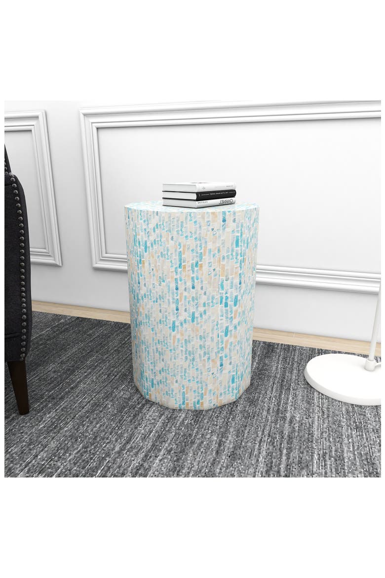 Blue Mother of Pearl Contemporary Accent Table, Alternate, color, BLUE