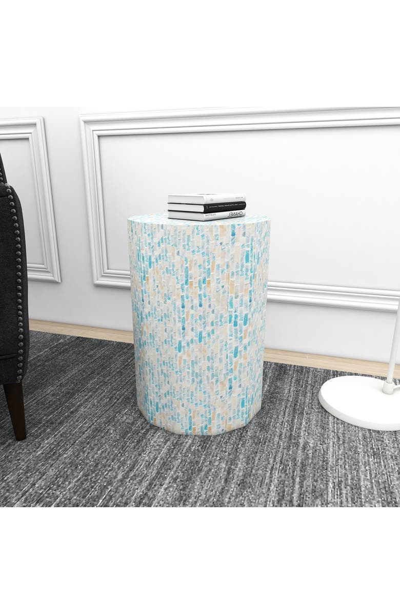 GINGER BIRCH STUDIO Blue Mother of Pearl Contemporary Accent Table, Alternate, color, 