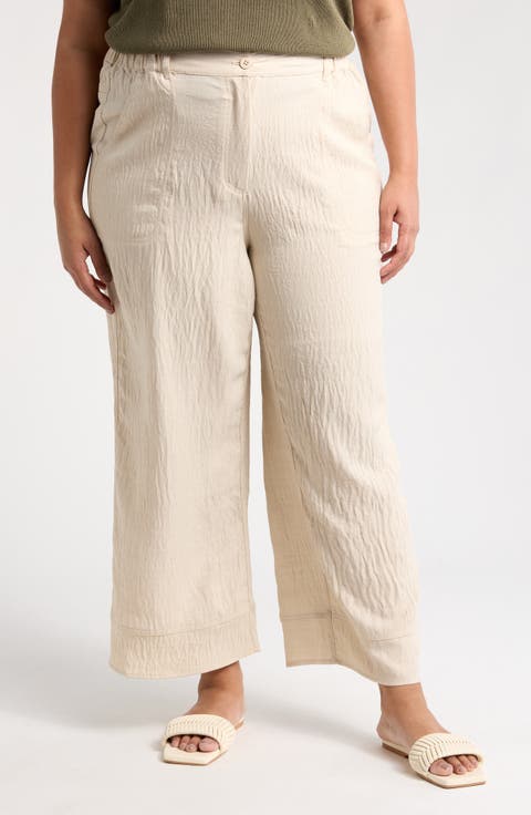 Textured Wide Leg Pants (Plus)