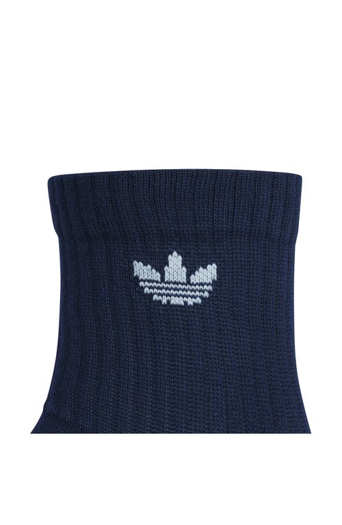 Shop Adidas Originals Adidas Assorted 3-pack Originals Trefoil 2.0 Crew Socks In Indigo/brown/ruby Red