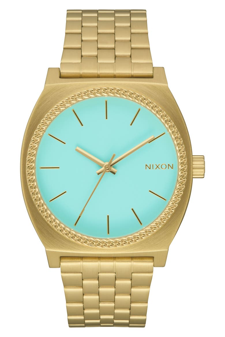 The Time Teller Turquiose Dial Goldtone Bracelet Watch, 36mm, Main, color, GOLD / TURQUOISE / GOLD