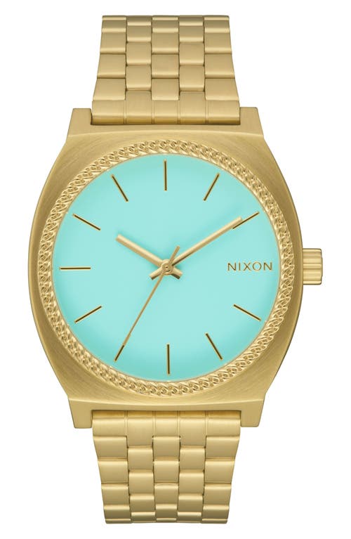 Nixon The Time Teller Turquiose Dial Goldtone Bracelet Watch, 36mm In Multi