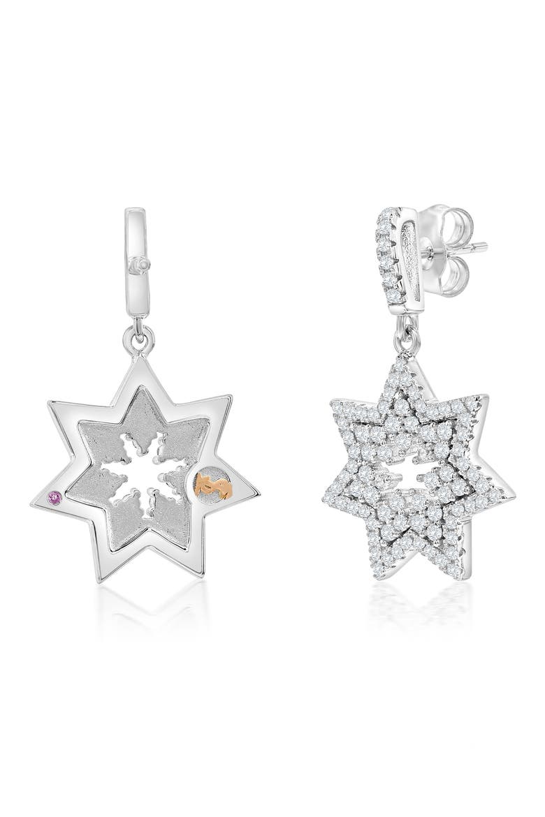 Cubic Zirconia Starburst Drop Earrings, Alternate, color, WHITE