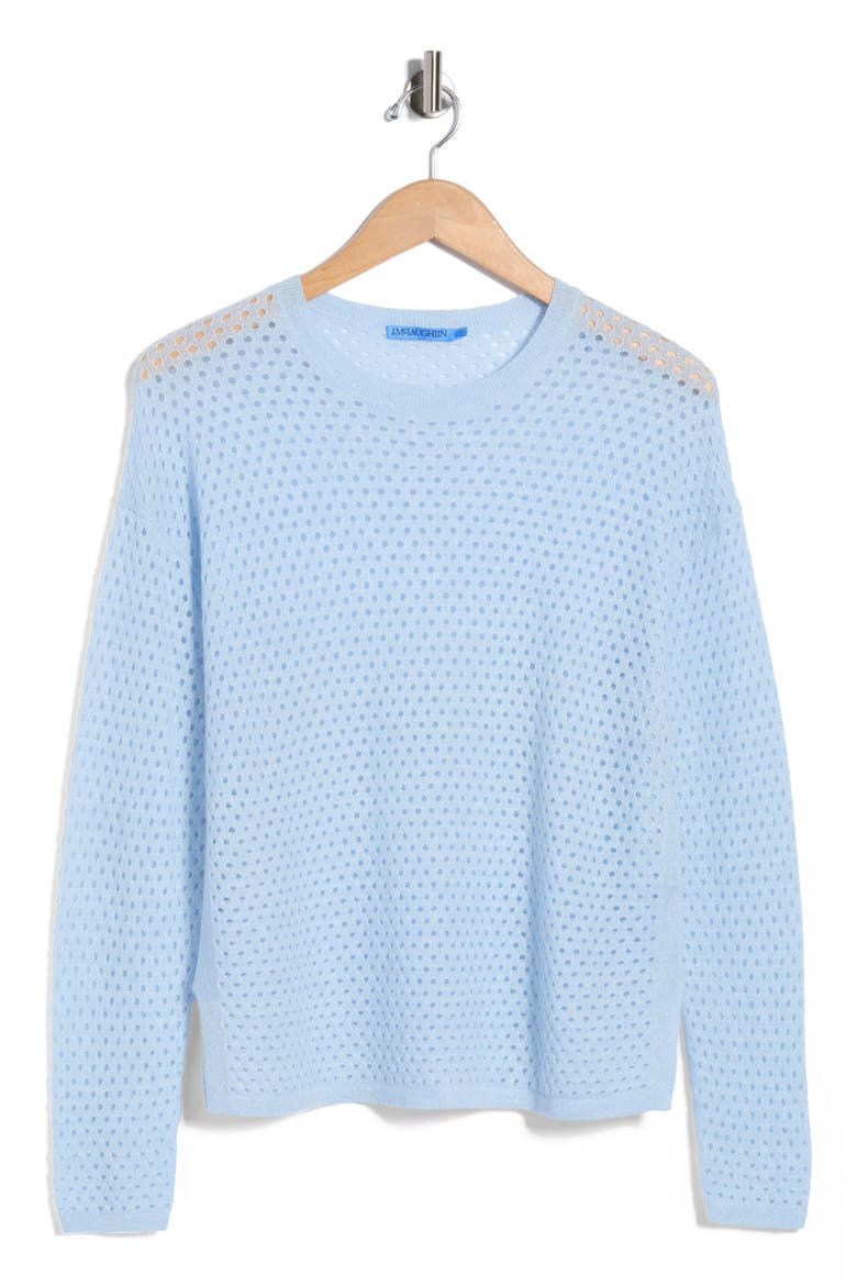 Philomena Open Knit Sweater, Alternate, color, SOFT BLUE