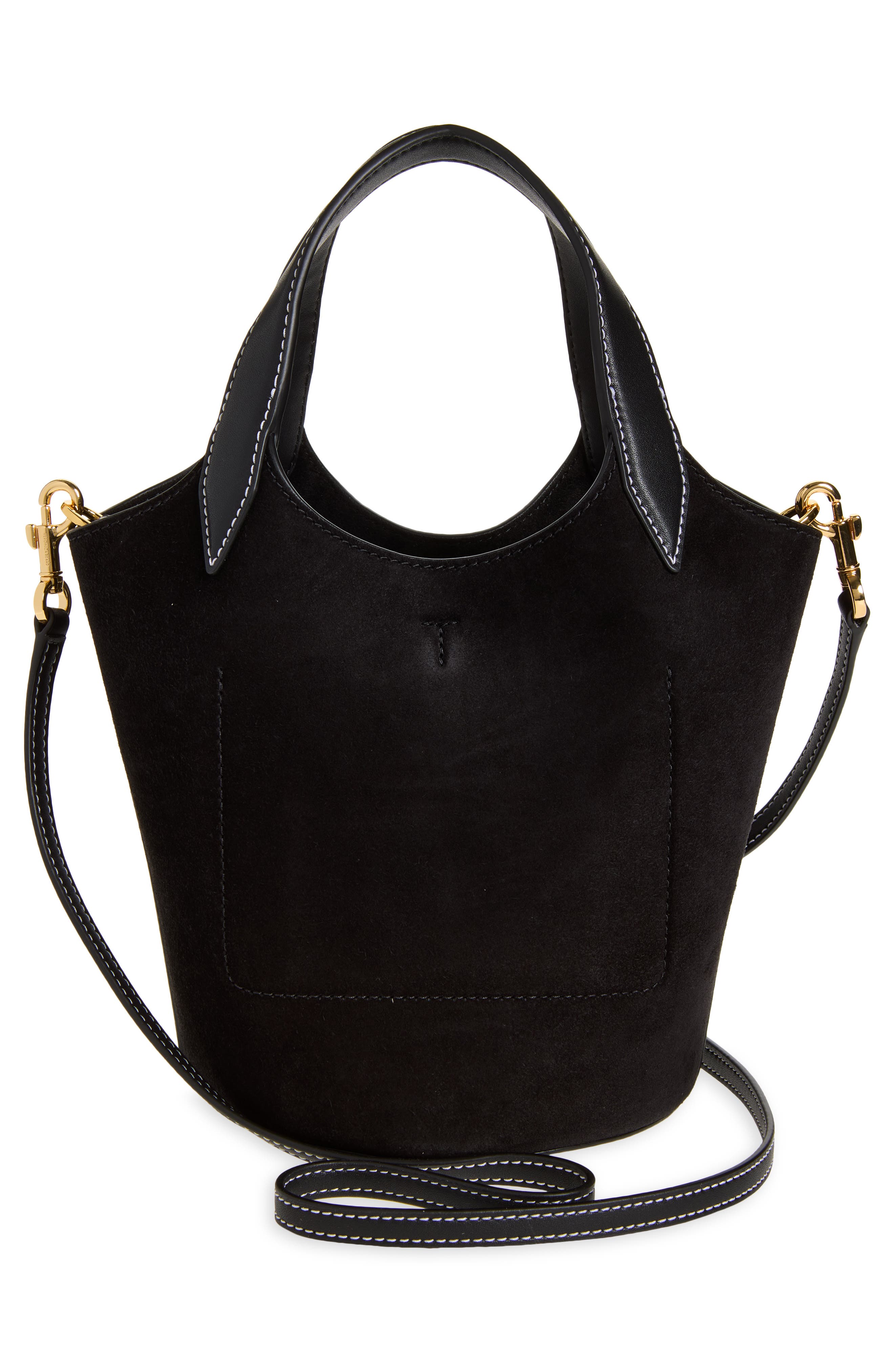 Anchor Leather & Suede Handbag, Alternate, color, BLACK
