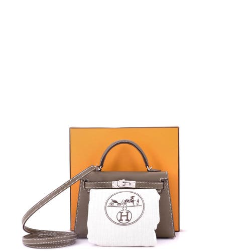 Pre-owned Hermes Hermes Kelly Mini Ii Bag Grey Epsom With Palladium Hardware 20 In Brown