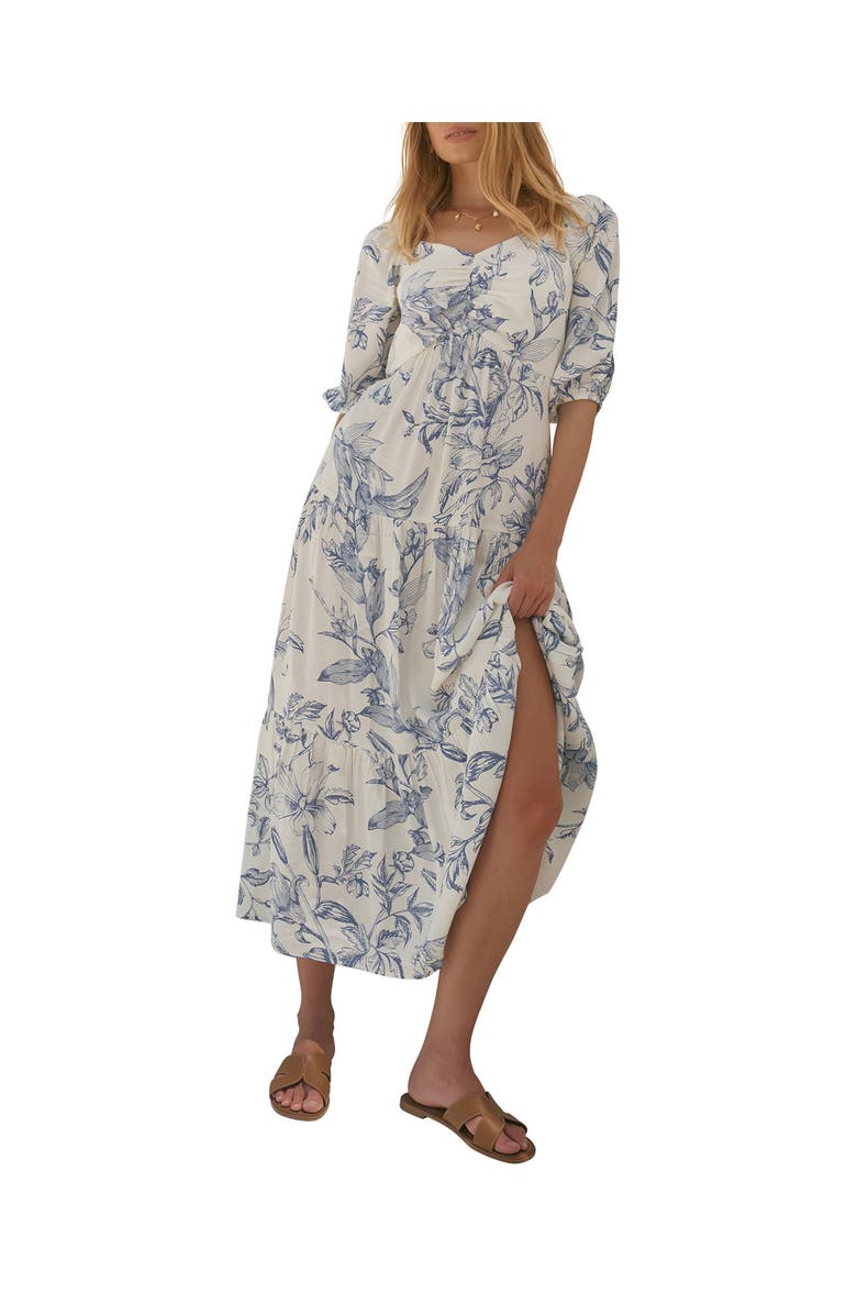 MINT VELVET Floral Print Dropped Waist Maxi Dress, Alternate, color, Blue