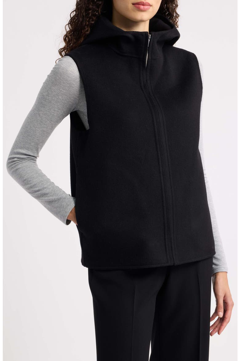Hooded Wool Blend Zip Vest, Alternate, color, BLACK - 001