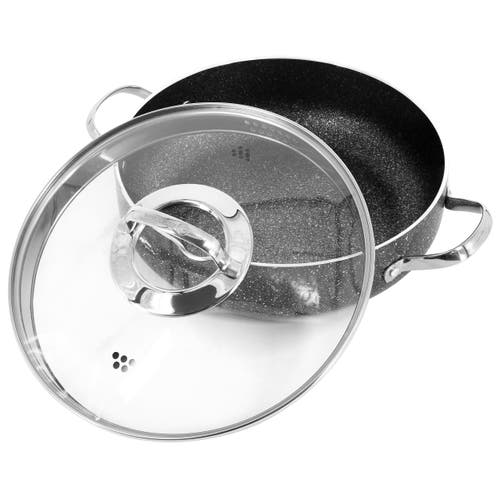 Korkmaz Galaksi Non Stick 11 Inch 4.5 Liter Low Casserole With Lid In Black