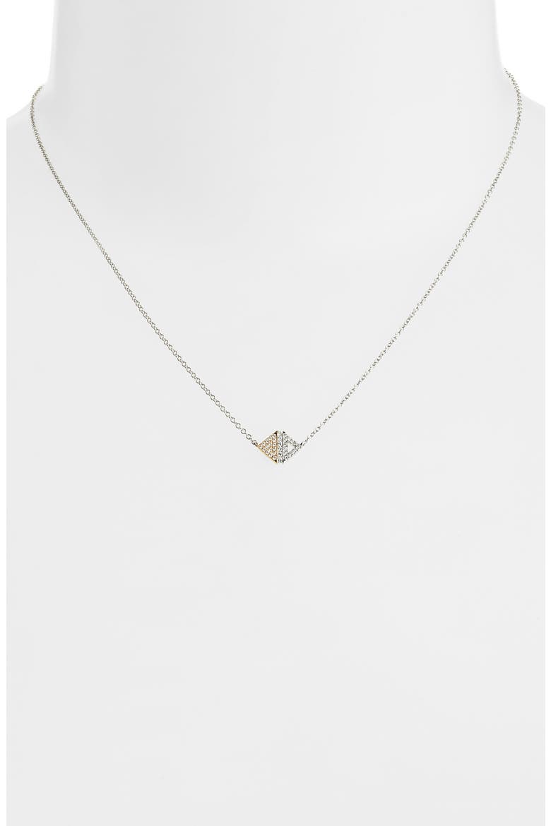 Diamond Pavé Triangle Pendant Necklace (Nordstrom Exclusive), Alternate, color, WHITE GOLD/ YELLOW GOLD