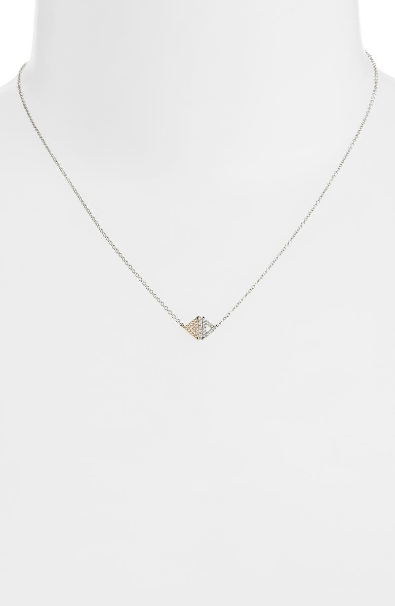 Bony Levy Diamond Pavé Triangle Pendant Necklace, Alternate, color, White Gold/ Yellow Gold