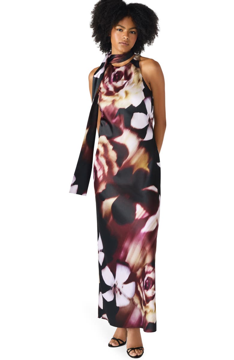 Steve Madden Jaidan Satin Scarf Maxi Dress, Alternate, color, Odyssey Floral