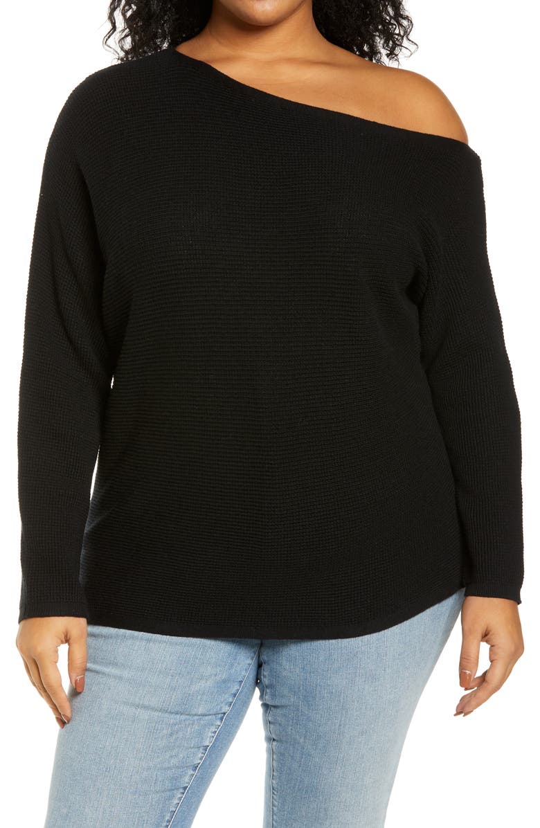 Treasure & Bond One-Shoulder Thermal Knit Sweater, Main, color,