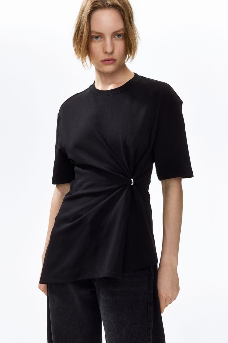Draped-detail asymmetric top, Main, color, Black