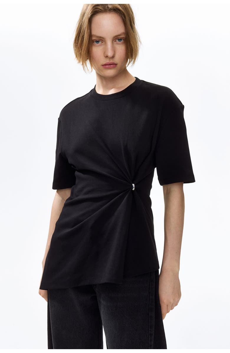 H&M Draped-detail Asymmetric Top, Alternate, color, Black