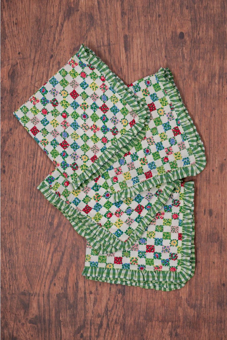Rebecca Ruffle Napkins, Set of 4, Alternate, color, Green