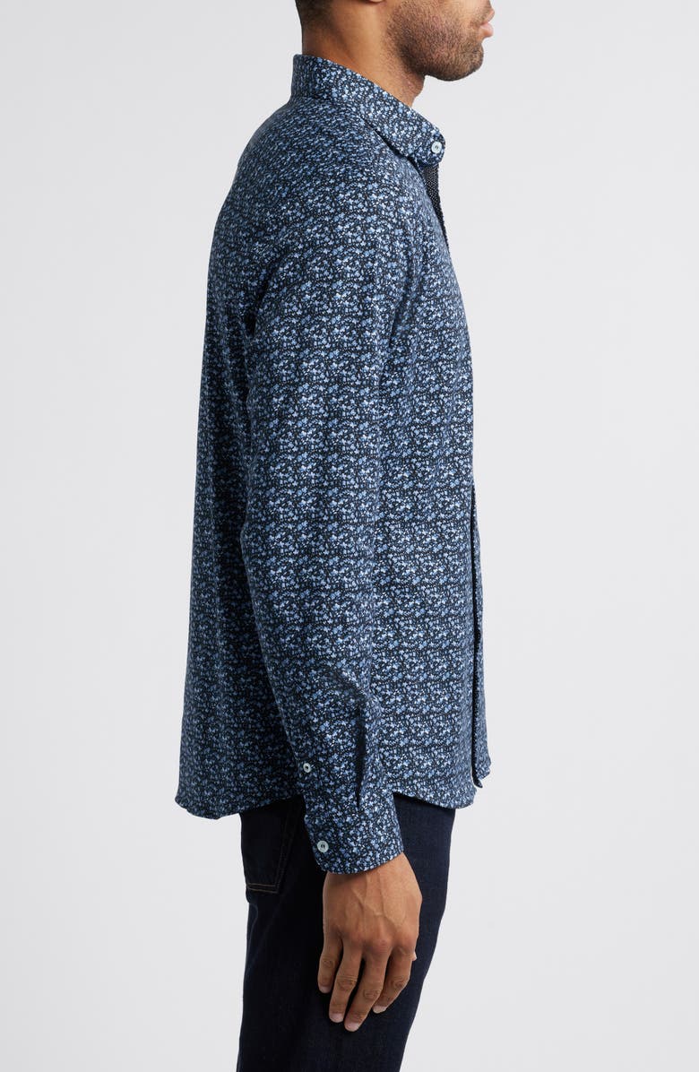 Stone Rose Watercolor Ditsy Floral Print Button-Up Shirt, Alternate, color, 