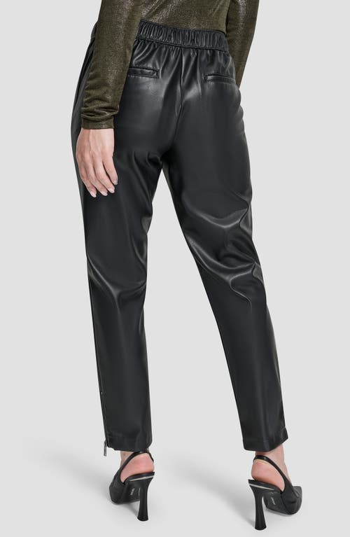 Dkny Butter Pu Pull On Pant With Zi In Black