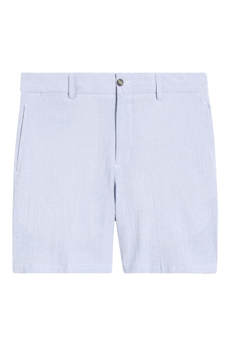 Flat Front Mini Cotton Seersucker Shorts, Alternate, color, NAVY