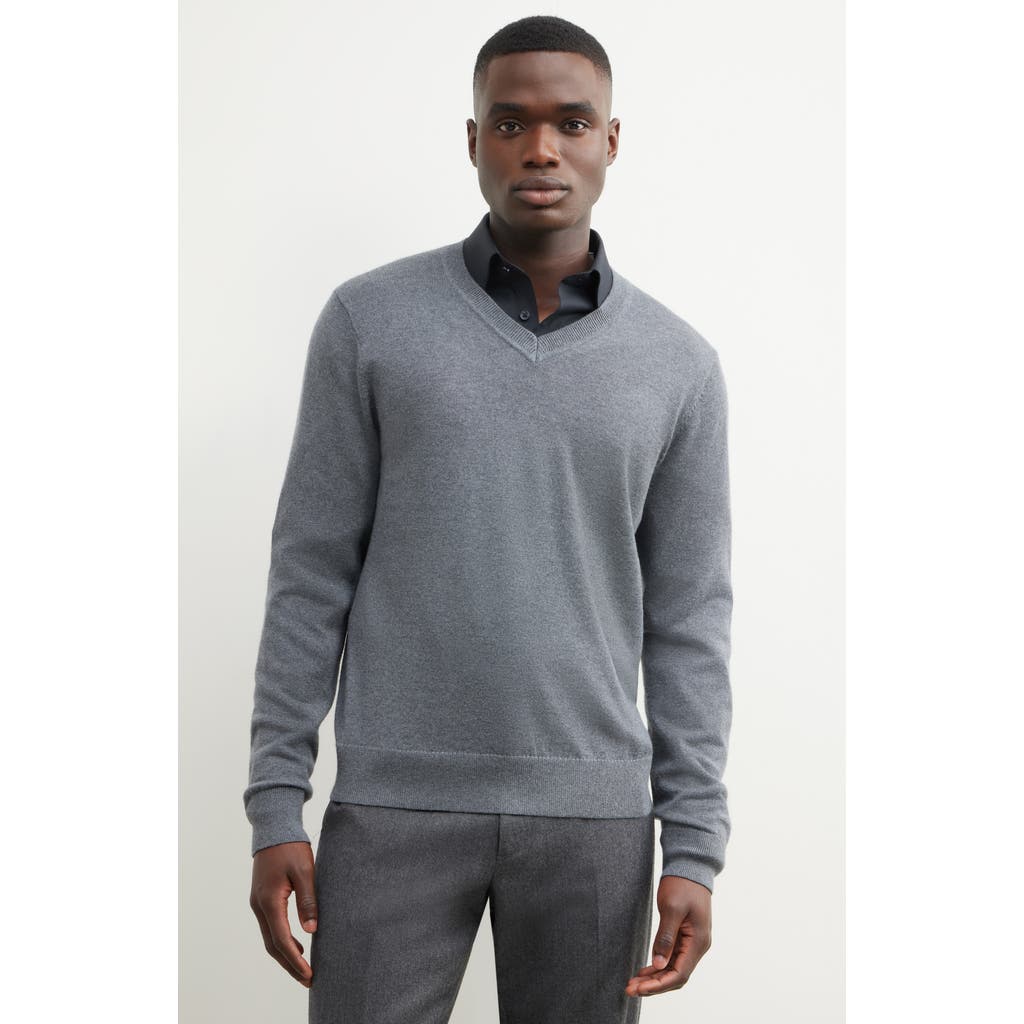 Nordstrom Merino Wool V-neck Sweater In Gray