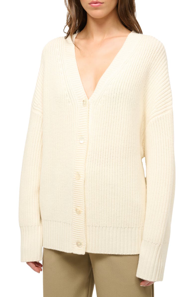STAUD Matilda Wool Blend Cardigan, Main, color, Ivory