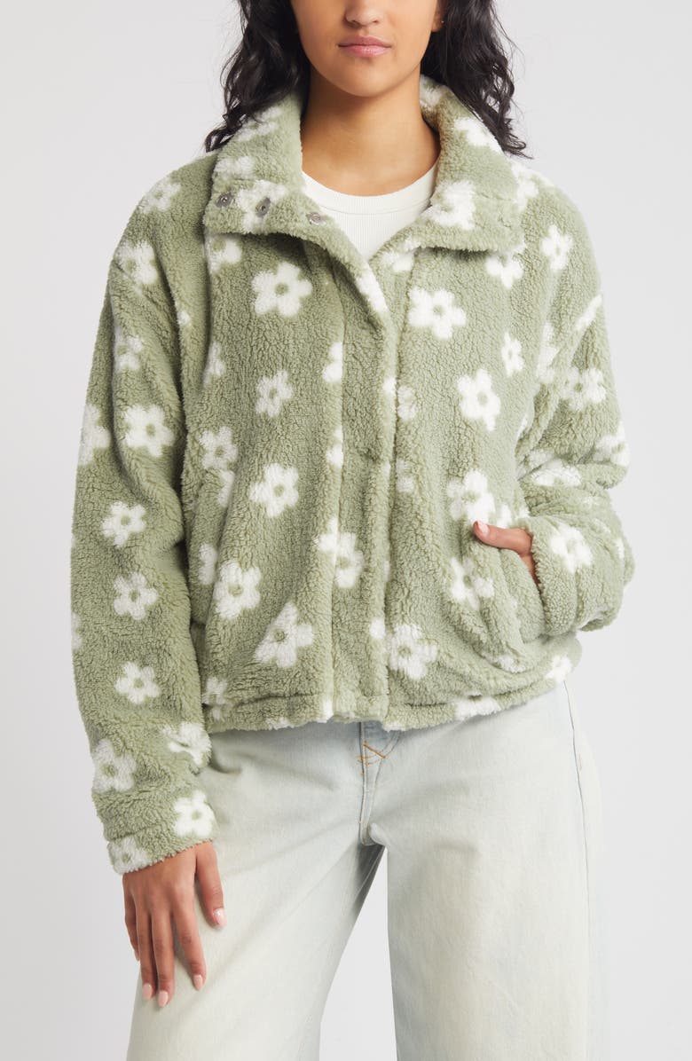 Thread & Supply Floral Print High Pile Fleece Jacket, Alternate, color, 