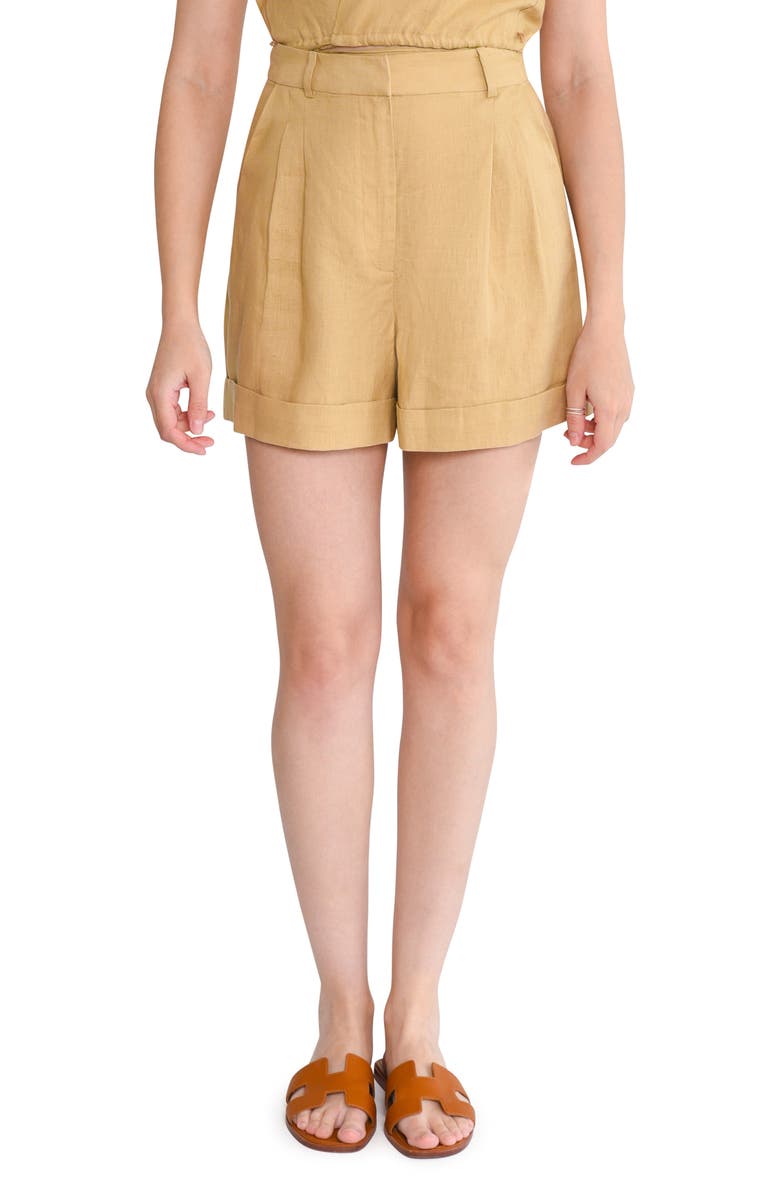WAYF On the Road Linen Shorts, Main, color, 