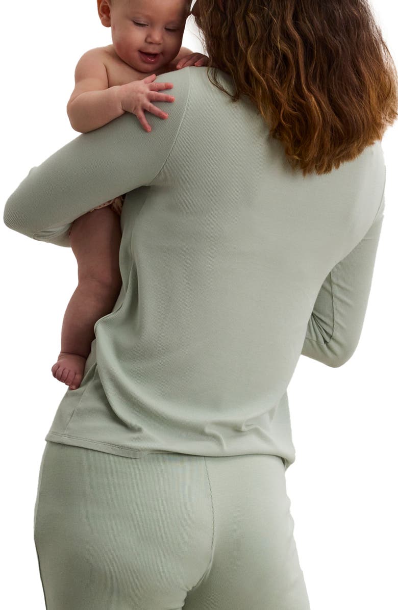 HATCH Collection The Softest Rib Nursing Cardigan, Alternate, color, Sage