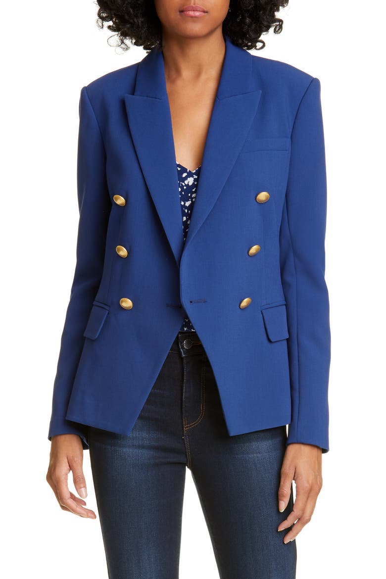 Kenzie Double Breasted Blazer, Main, color, DEEP OCEAN