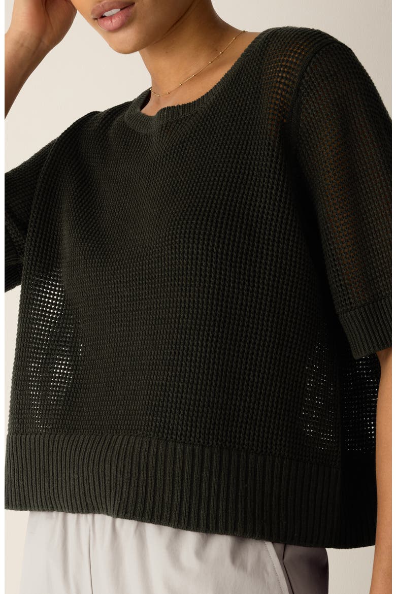 Waffle Knit Sweater, Alternate, color, SEAWEED