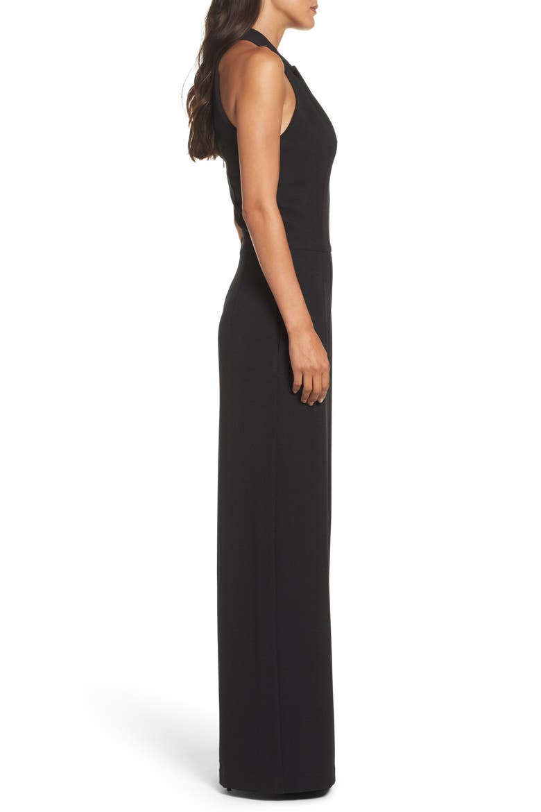 Halter Neck Wide Leg Jumpsuit, Alternate, color, BLACK