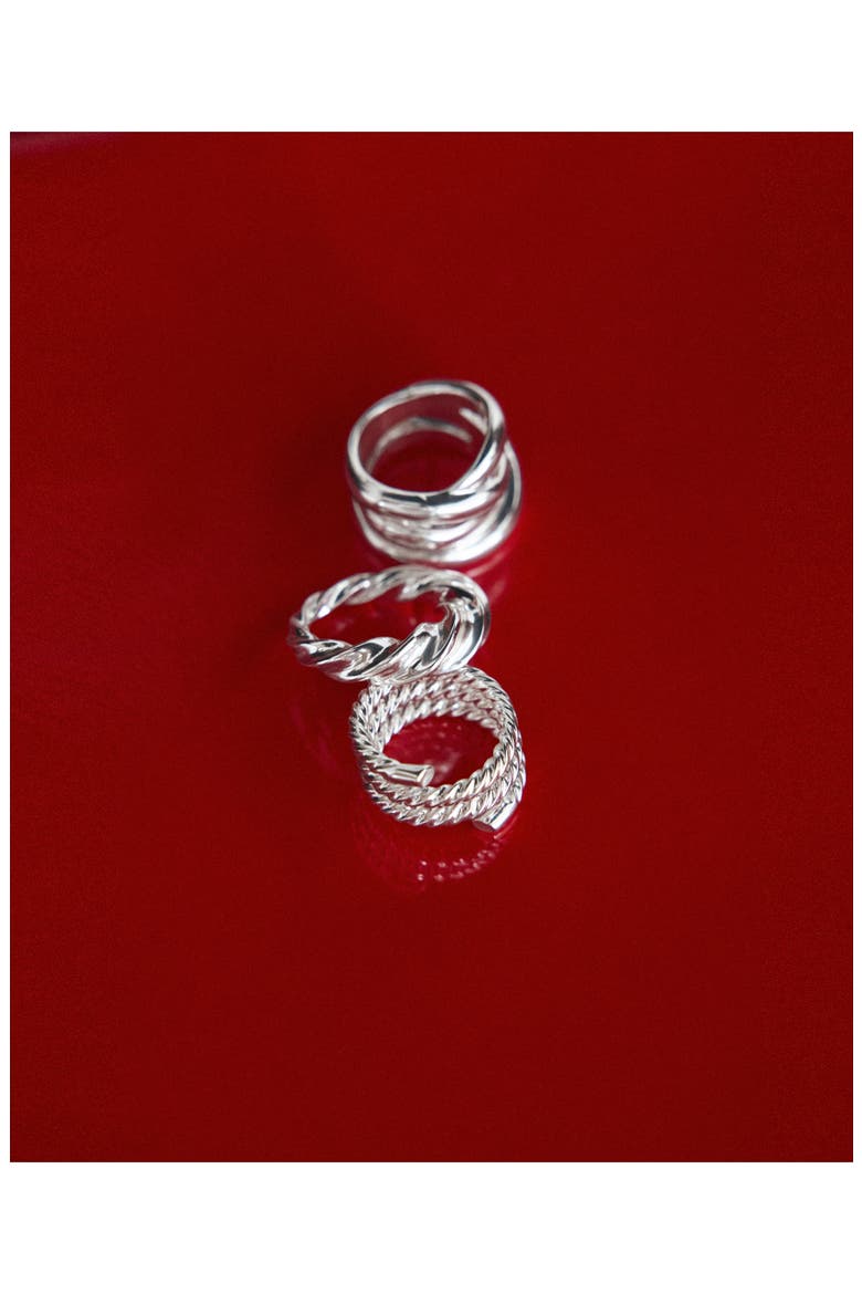 Set of 3 Irregular Rings, Alternate, color, SILVER