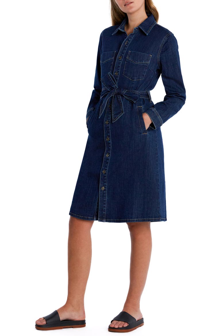 High Up Belted Denim Shirtdress, Alternate, color, HIGH BLUE