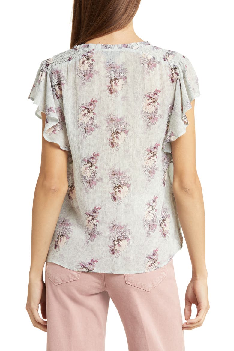 Dewan Floral Print Silk Top, Alternate, color, DAIQUIRI ICE MULTI