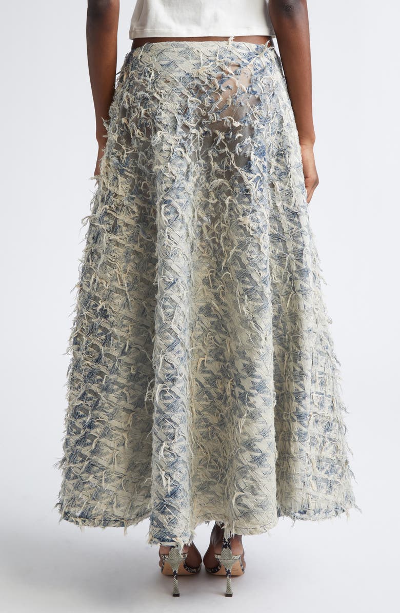 DIESEL<sup>®</sup> De-Annina-Fsh Dévoré Houndstooth Denim Maxi Skirt, Alternate, color, Denim