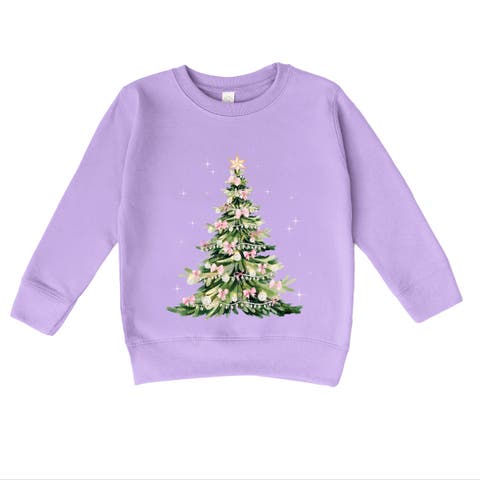 Watercolor Christmas Tree Sparkle Sweatshirt (Toddler)