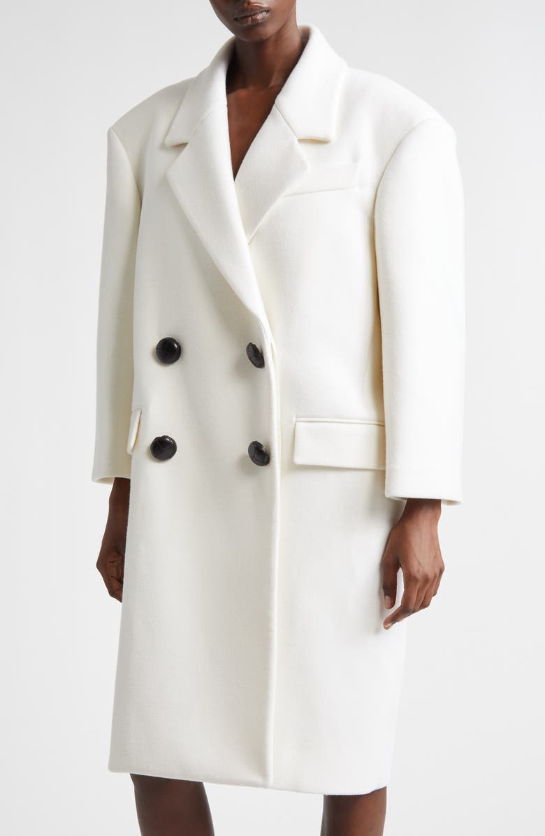 Givenchy Oversized Wool Coat, Alternate, color, Ivory