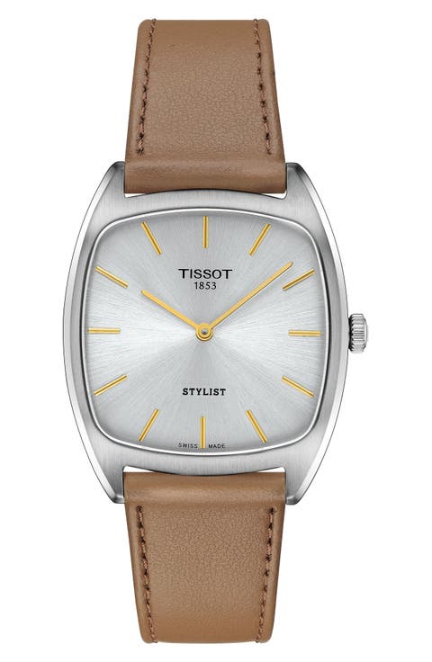 Stylist Leather Strap Watch, 32mm
