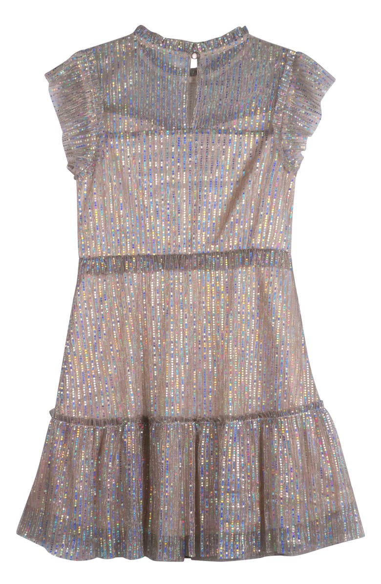 Zunie Kids' Metallic Sequin Plissé Tiered Party Dress, Alternate, color,