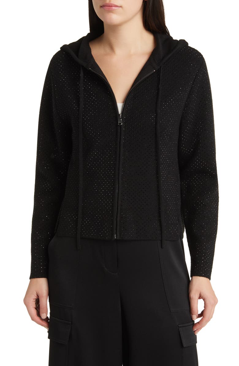 KOBI HALPERIN Beaded Mesh Hoodie Sweater, Alternate, color, 