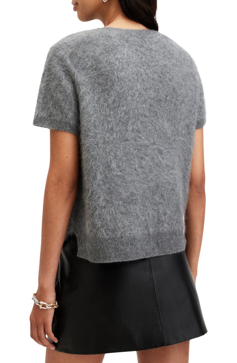 AllSaints Rebel Short Sleeve Cashmere Sweater, Alternate, color, Grey Marl