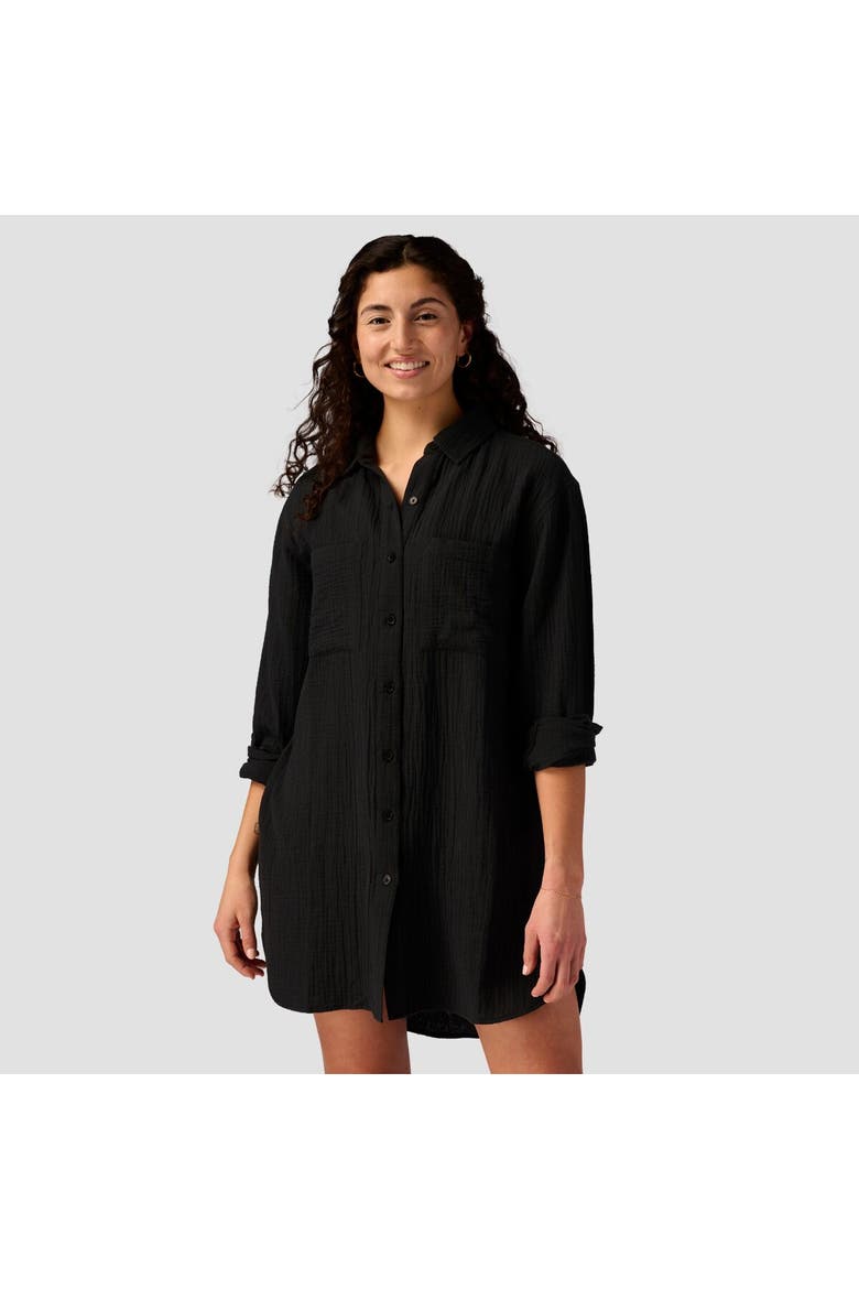 Long Cotton Gauze Long-Sleeve Button-Down - Women's, Main, color, Black