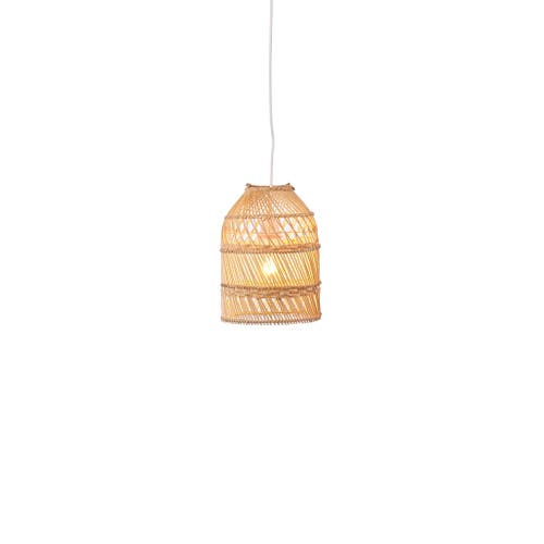 The Artisan & Company Small Bell Rattan Pendant Hanging Light In Natural