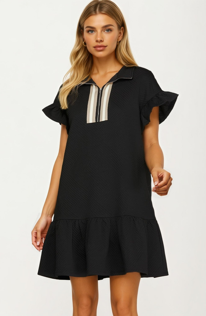 Knit and Lounge Textured Flutter Sleeve Mini Dress, Main, color, 