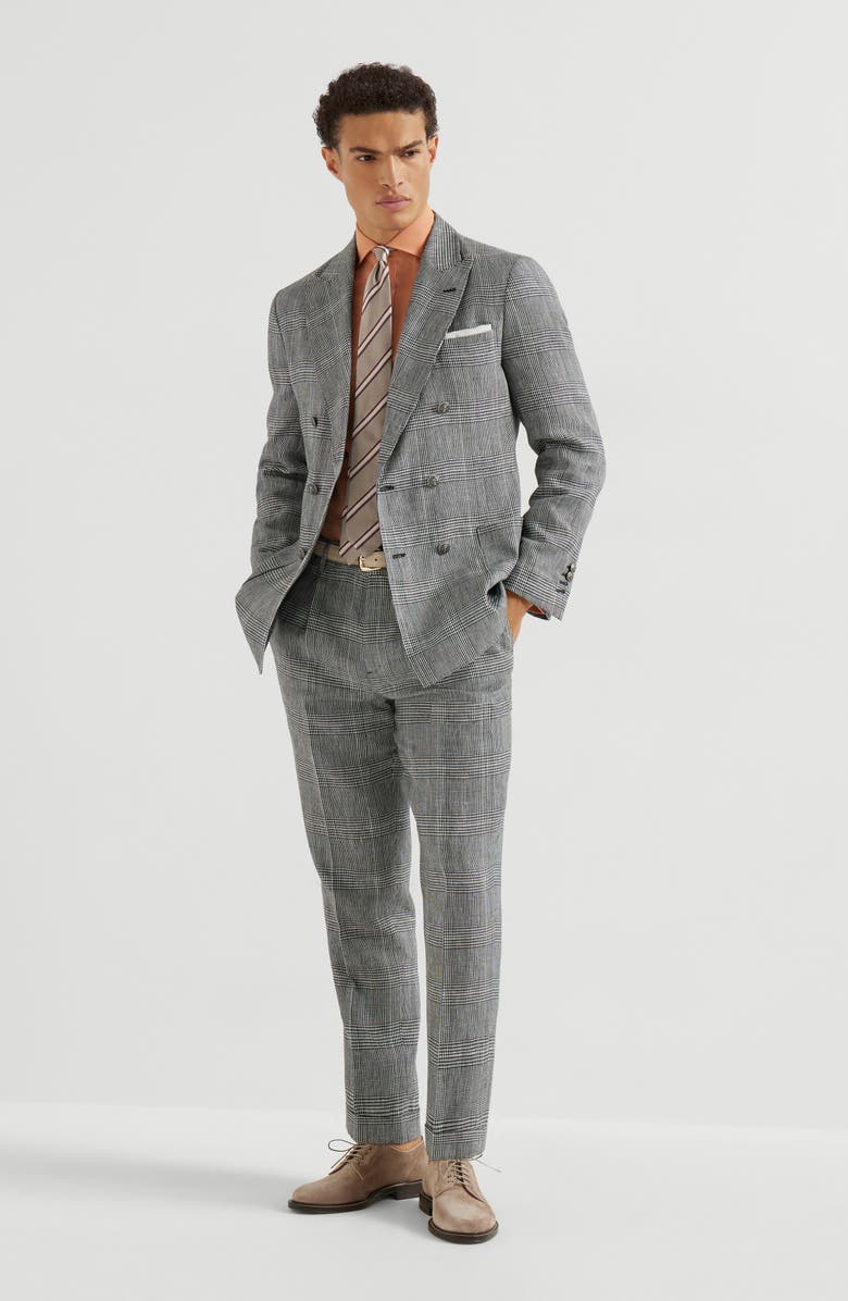 Brunello Cucinelli Prince of Wales trousers, Alternate, color, Black