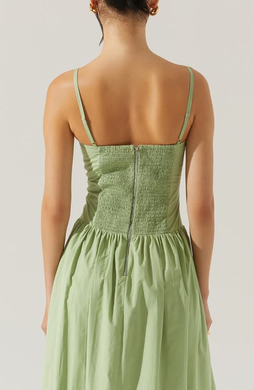 Astr The Label Nathalia Eyelet Embroidered Cotton Midi Dress In Sage