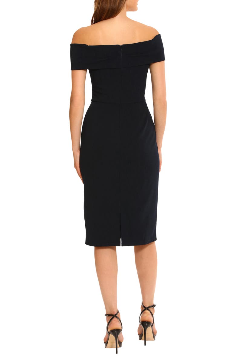 Maggy London Off the Shoulder Sheath Cocktail Dress, Alternate, color, 